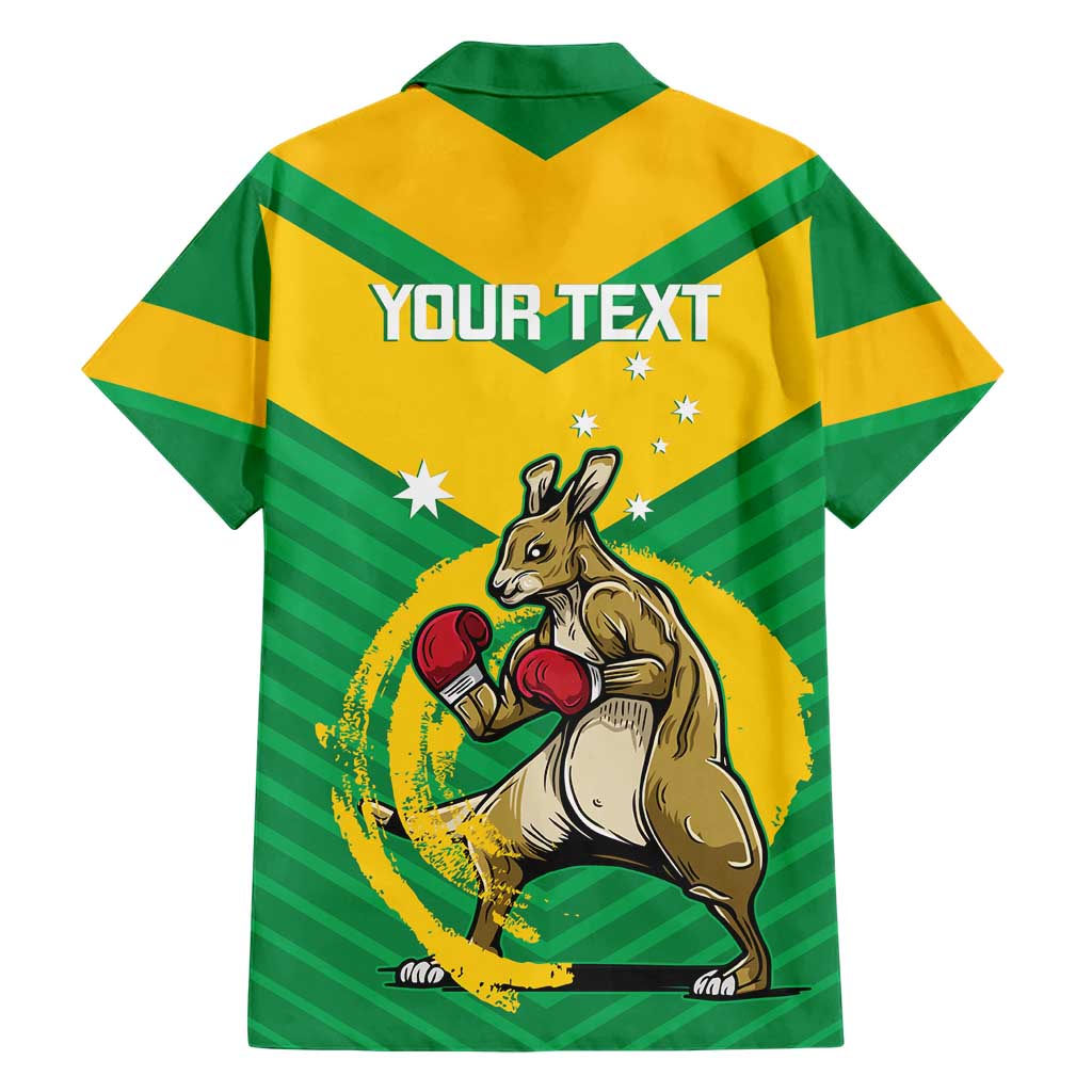 Personalised Australia Boxing Kangaroo Family Matching Short Sleeve Bodycon Dress and Hawaiian Shirt Aussie Pride National Color