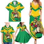 Personalised Australia Boxing Kangaroo Family Matching Summer Maxi Dress and Hawaiian Shirt Aussie Pride National Color