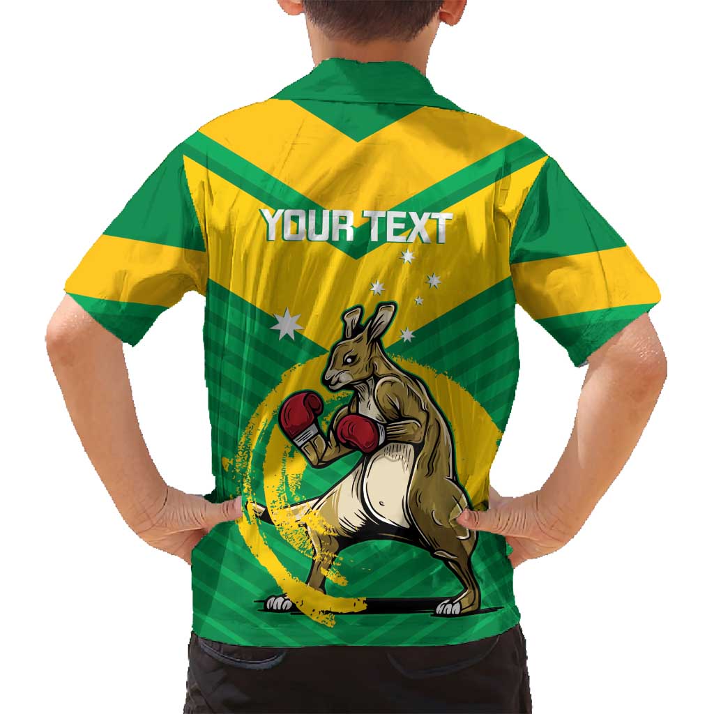Personalised Australia Boxing Kangaroo Family Matching Summer Maxi Dress and Hawaiian Shirt Aussie Pride National Color