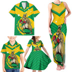 Personalised Australia Boxing Kangaroo Family Matching Tank Maxi Dress and Hawaiian Shirt Aussie Pride National Color