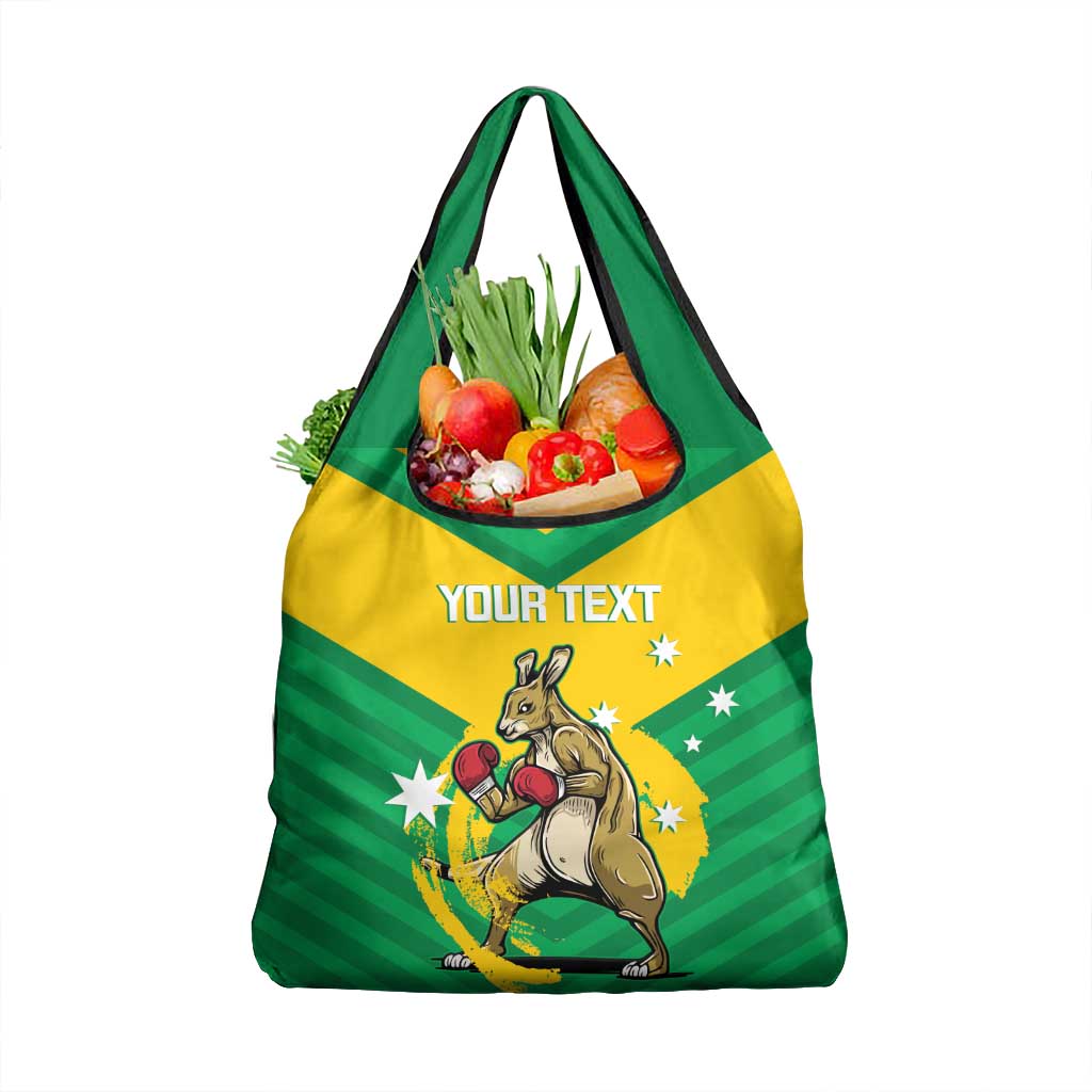 Personalised Australia Boxing Kangaroo Grocery Bag Aussie Pride National Color