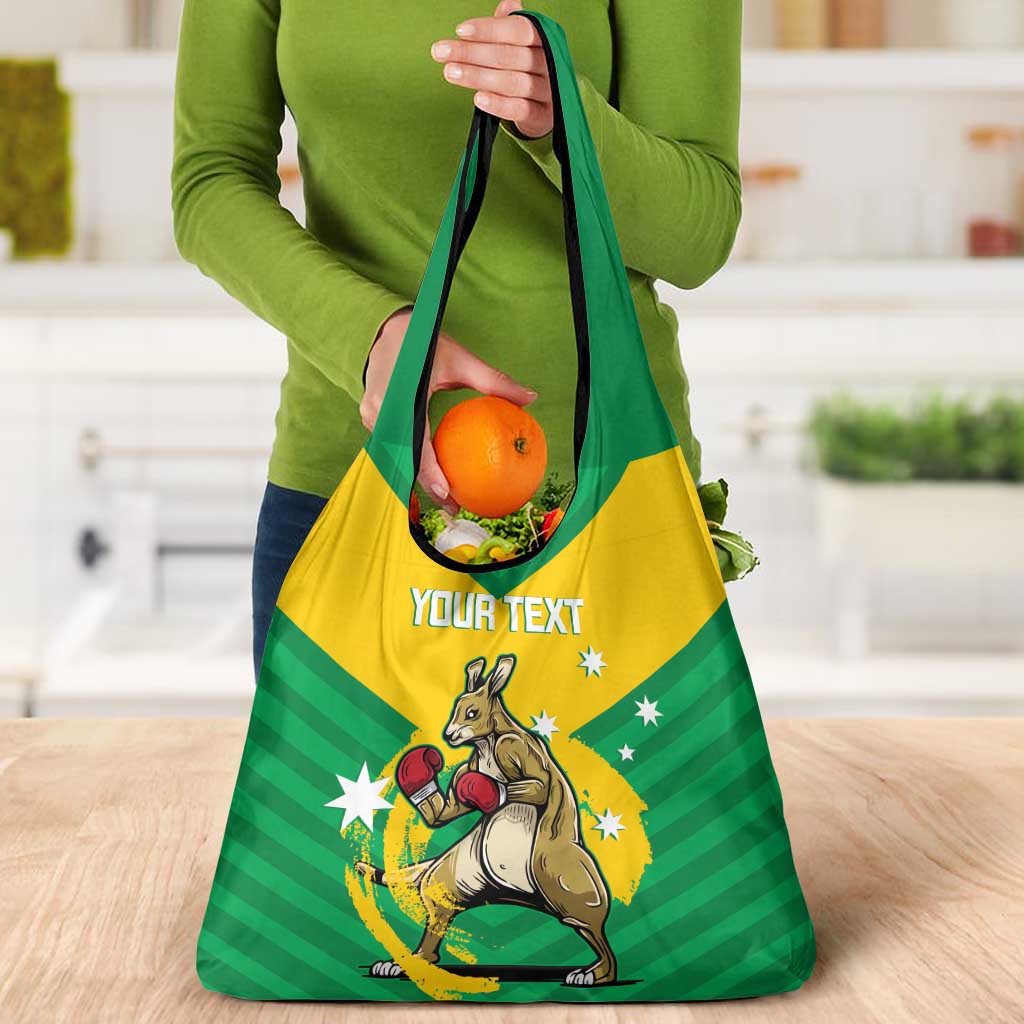 Personalised Australia Boxing Kangaroo Grocery Bag Aussie Pride National Color