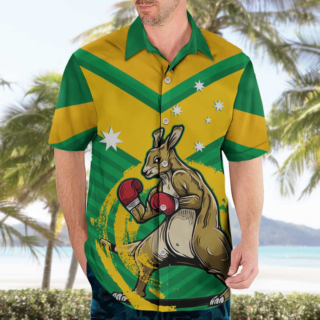 Personalised Australia Boxing Kangaroo Hawaiian Shirt Aussie Pride National Color