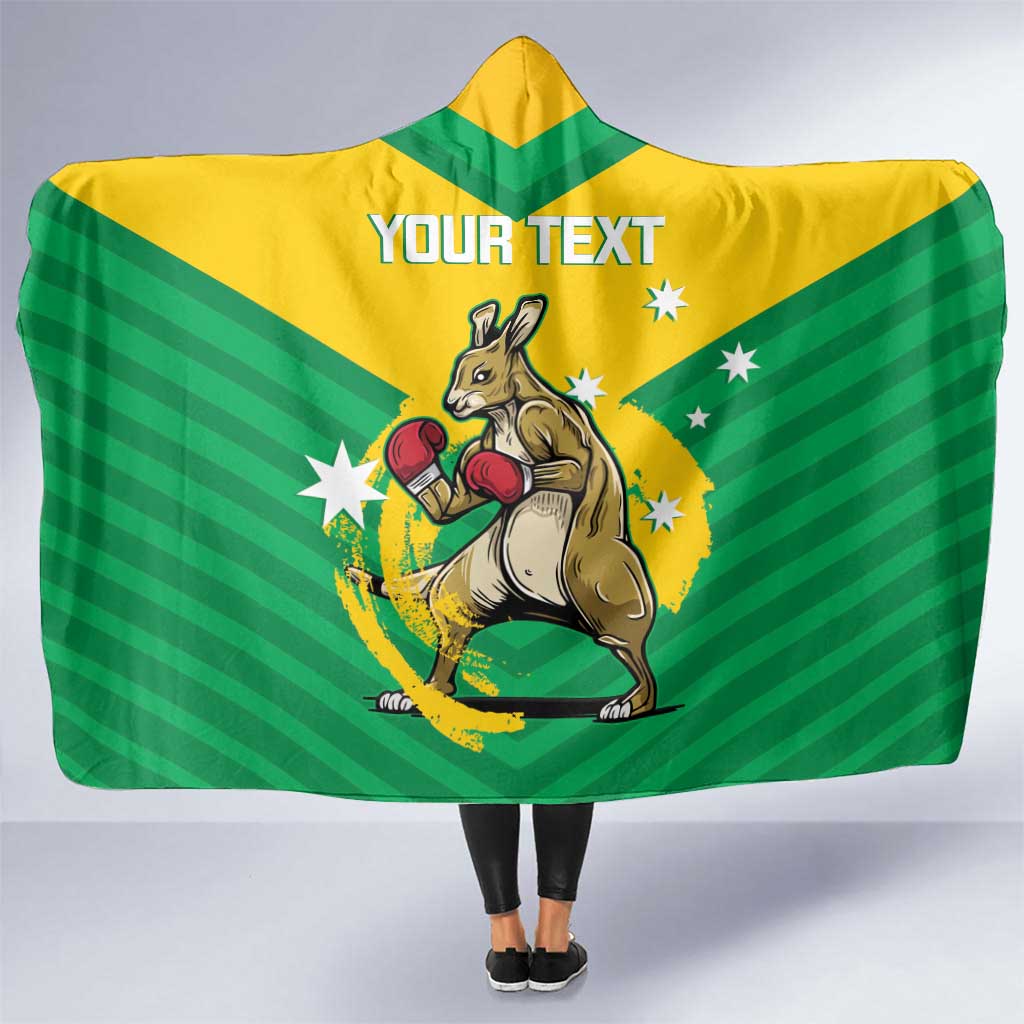 Personalised Australia Boxing Kangaroo Hooded Blanket Aussie Pride National Color