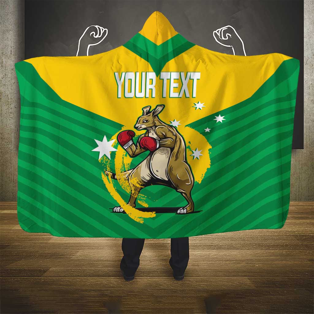 Personalised Australia Boxing Kangaroo Hooded Blanket Aussie Pride National Color