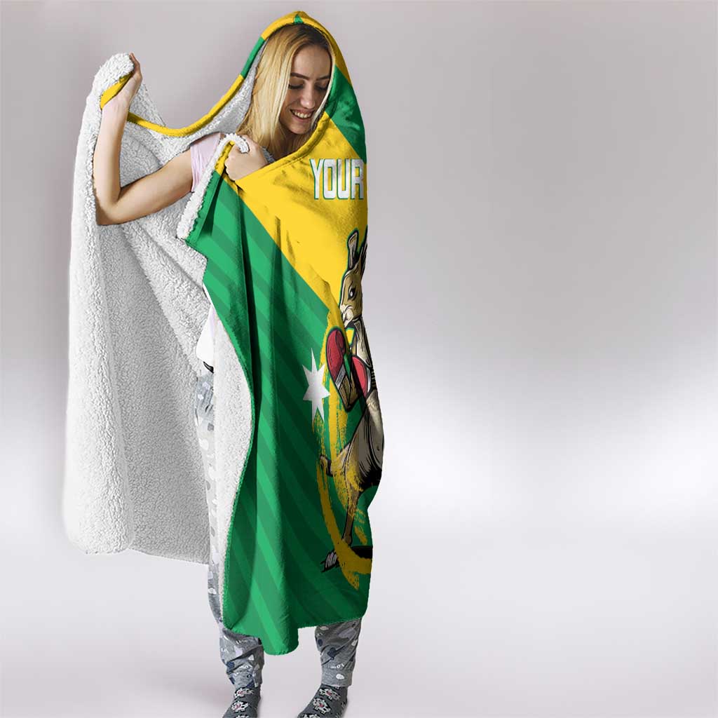 Personalised Australia Boxing Kangaroo Hooded Blanket Aussie Pride National Color