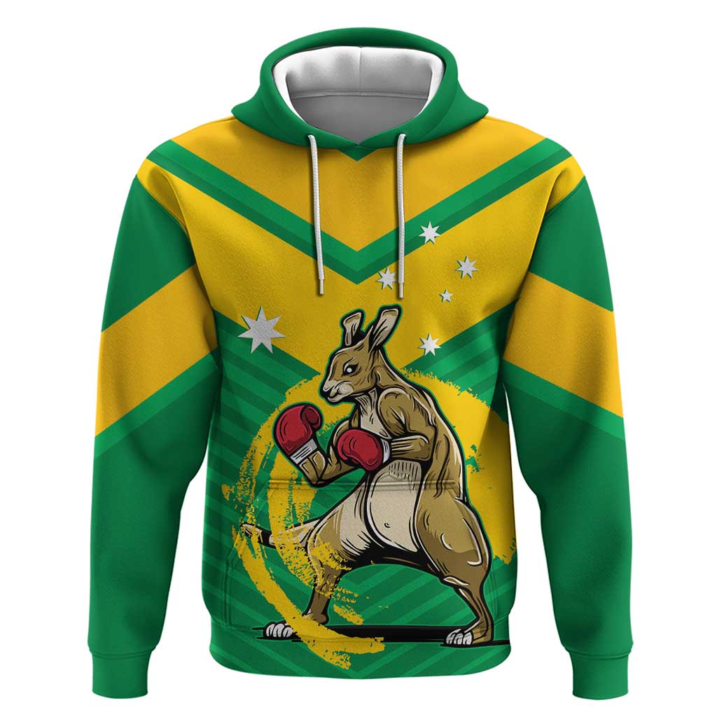 Personalised Australia Boxing Kangaroo Hoodie Aussie Pride National Color