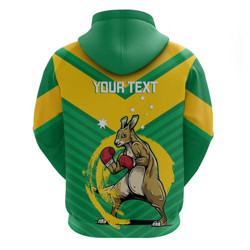 Personalised Australia Boxing Kangaroo Hoodie Aussie Pride National Color