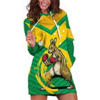Personalised Australia Boxing Kangaroo Hoodie Dress Aussie Pride National Color