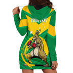 Personalised Australia Boxing Kangaroo Hoodie Dress Aussie Pride National Color