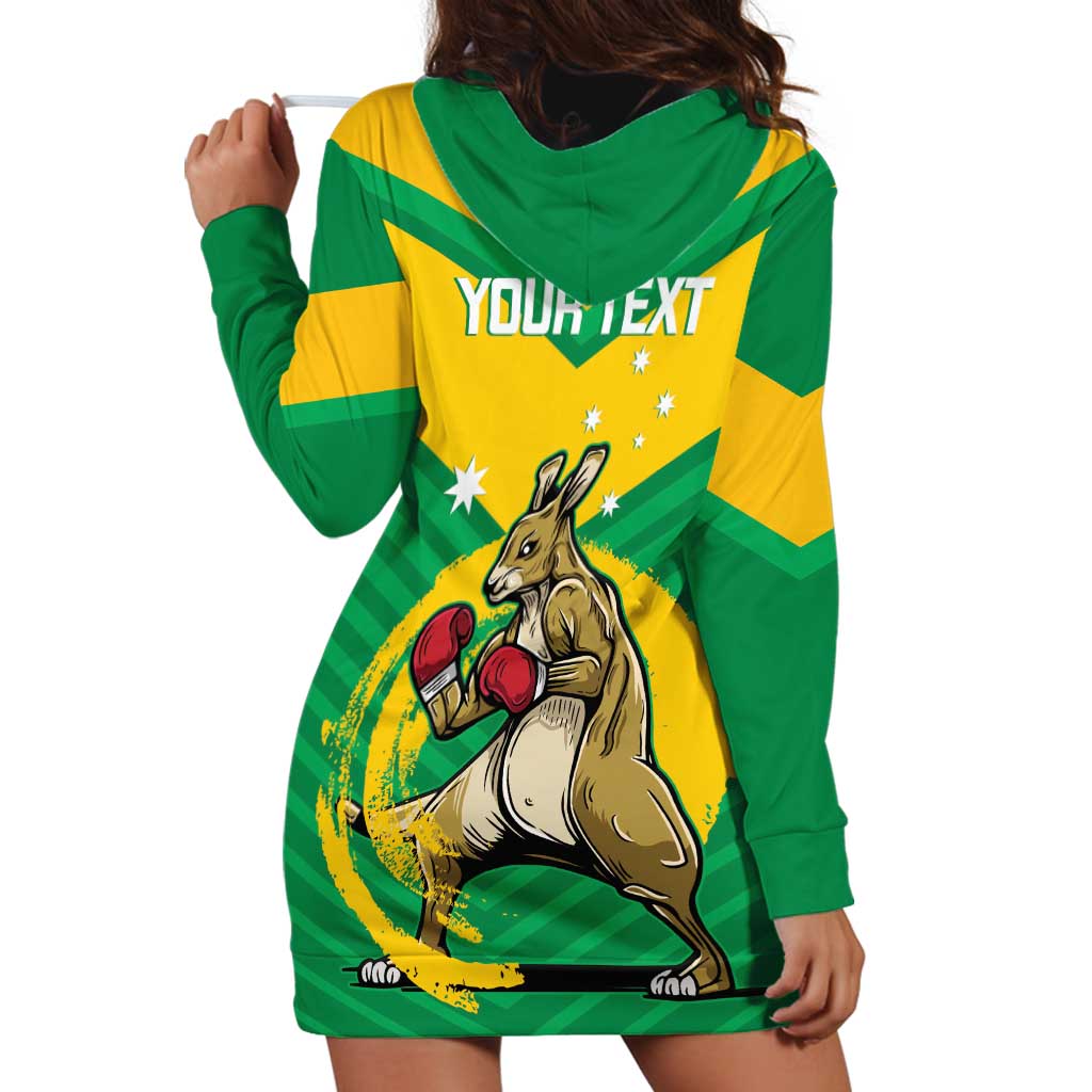Personalised Australia Boxing Kangaroo Hoodie Dress Aussie Pride National Color