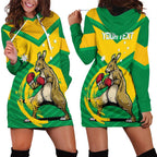 Personalised Australia Boxing Kangaroo Hoodie Dress Aussie Pride National Color
