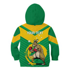 Personalised Australia Boxing Kangaroo Kid Hoodie Aussie Pride National Color