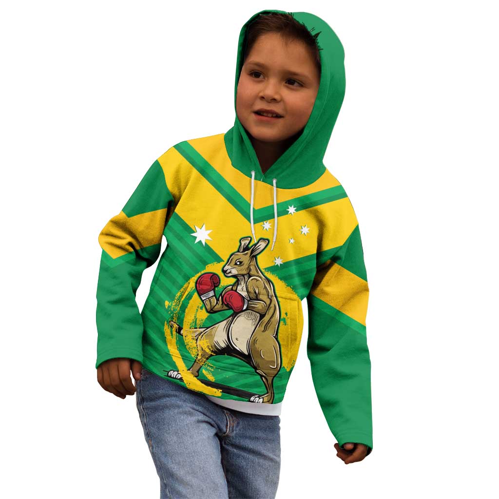 Personalised Australia Boxing Kangaroo Kid Hoodie Aussie Pride National Color