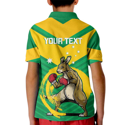 Personalised Australia Boxing Kangaroo Kid Polo Shirt Aussie Pride National Color