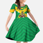 Personalised Australia Boxing Kangaroo Kid Short Sleeve Dress Aussie Pride National Color