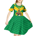 Personalised Australia Boxing Kangaroo Kid Short Sleeve Dress Aussie Pride National Color