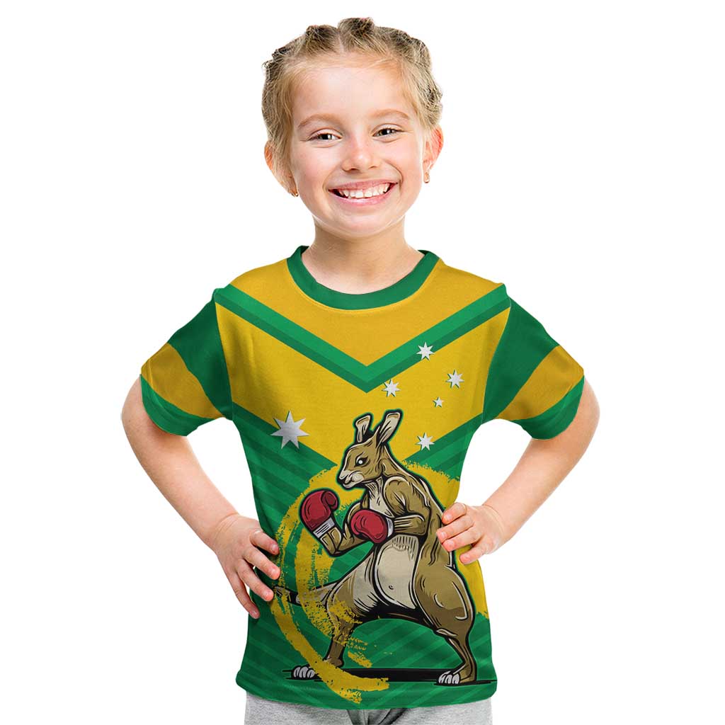 Personalised Australia Boxing Kangaroo Kid T Shirt Aussie Pride National Color