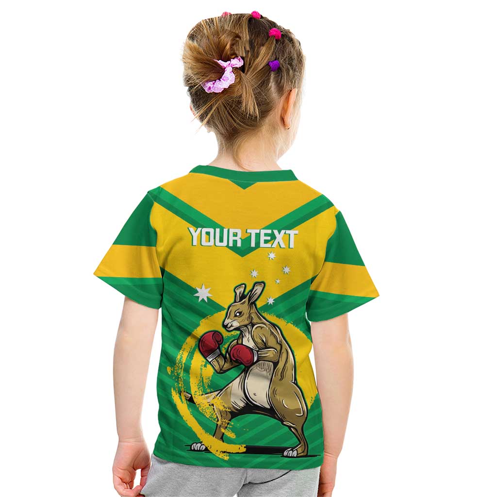 Personalised Australia Boxing Kangaroo Kid T Shirt Aussie Pride National Color
