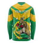 Personalised Australia Boxing Kangaroo Long Sleeve Shirt Aussie Pride National Color