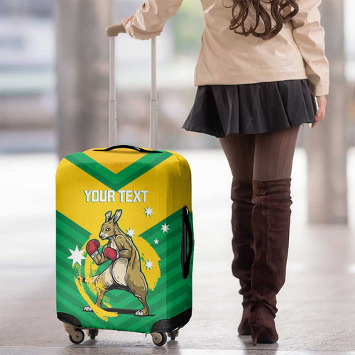 Personalised Australia Boxing Kangaroo Luggage Cover Aussie Pride National Color