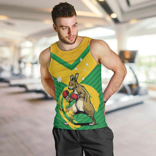 Personalised Australia Boxing Kangaroo Men Tank Top Aussie Pride National Color