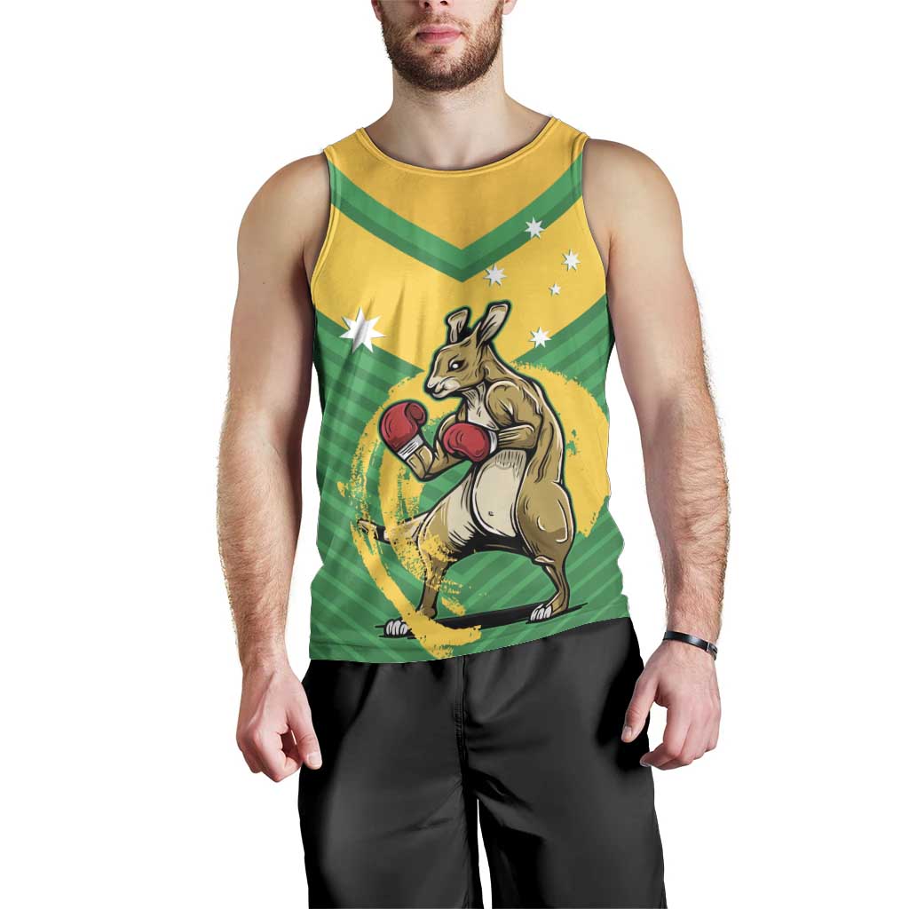 Personalised Australia Boxing Kangaroo Men Tank Top Aussie Pride National Color