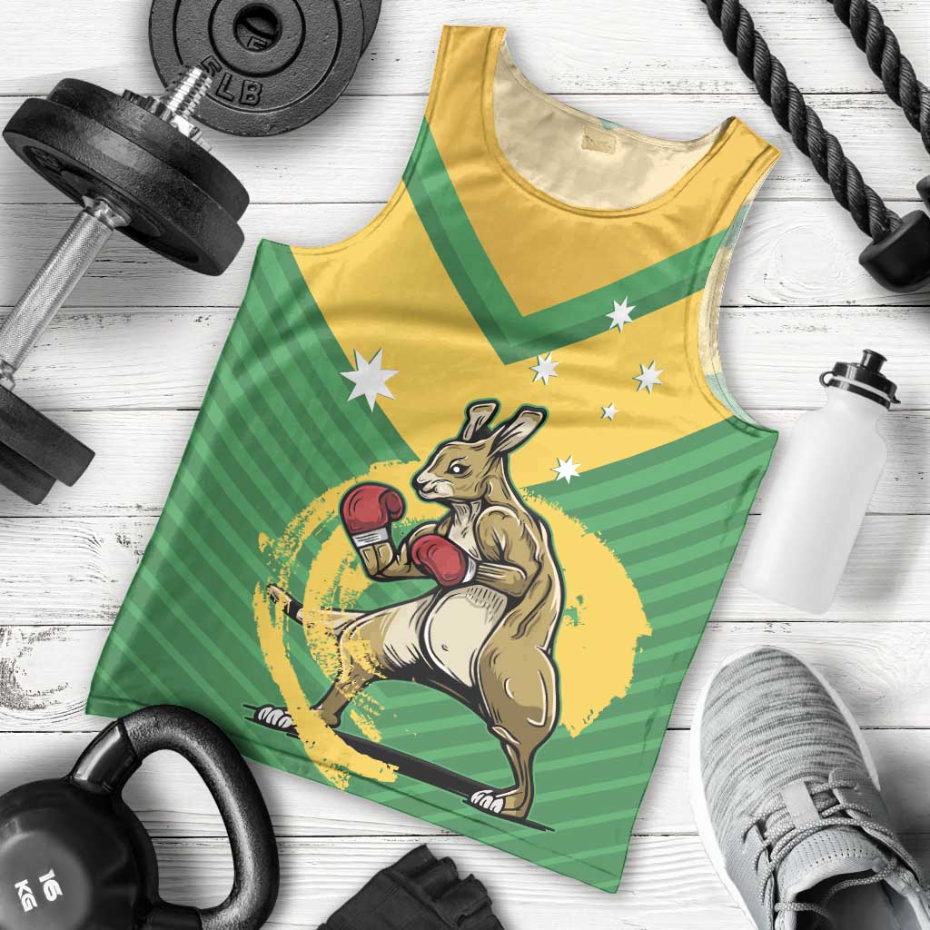 Personalised Australia Boxing Kangaroo Men Tank Top Aussie Pride National Color