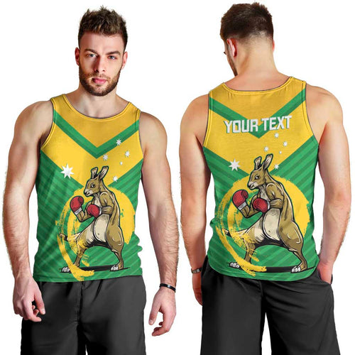 Personalised Australia Boxing Kangaroo Men Tank Top Aussie Pride National Color