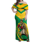 Personalised Australia Boxing Kangaroo Off Shoulder Maxi Dress Aussie Pride National Color