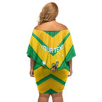 Personalised Australia Boxing Kangaroo Off Shoulder Short Dress Aussie Pride National Color