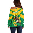 Personalised Australia Boxing Kangaroo Off Shoulder Sweater Aussie Pride National Color