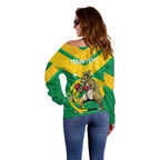 Personalised Australia Boxing Kangaroo Off Shoulder Sweater Aussie Pride National Color