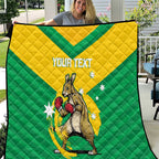 Personalised Australia Boxing Kangaroo Quilt Aussie Pride National Color
