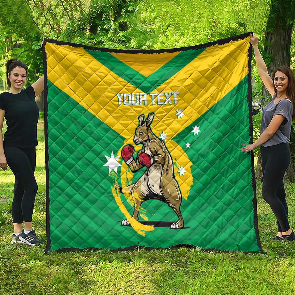 Personalised Australia Boxing Kangaroo Quilt Aussie Pride National Color