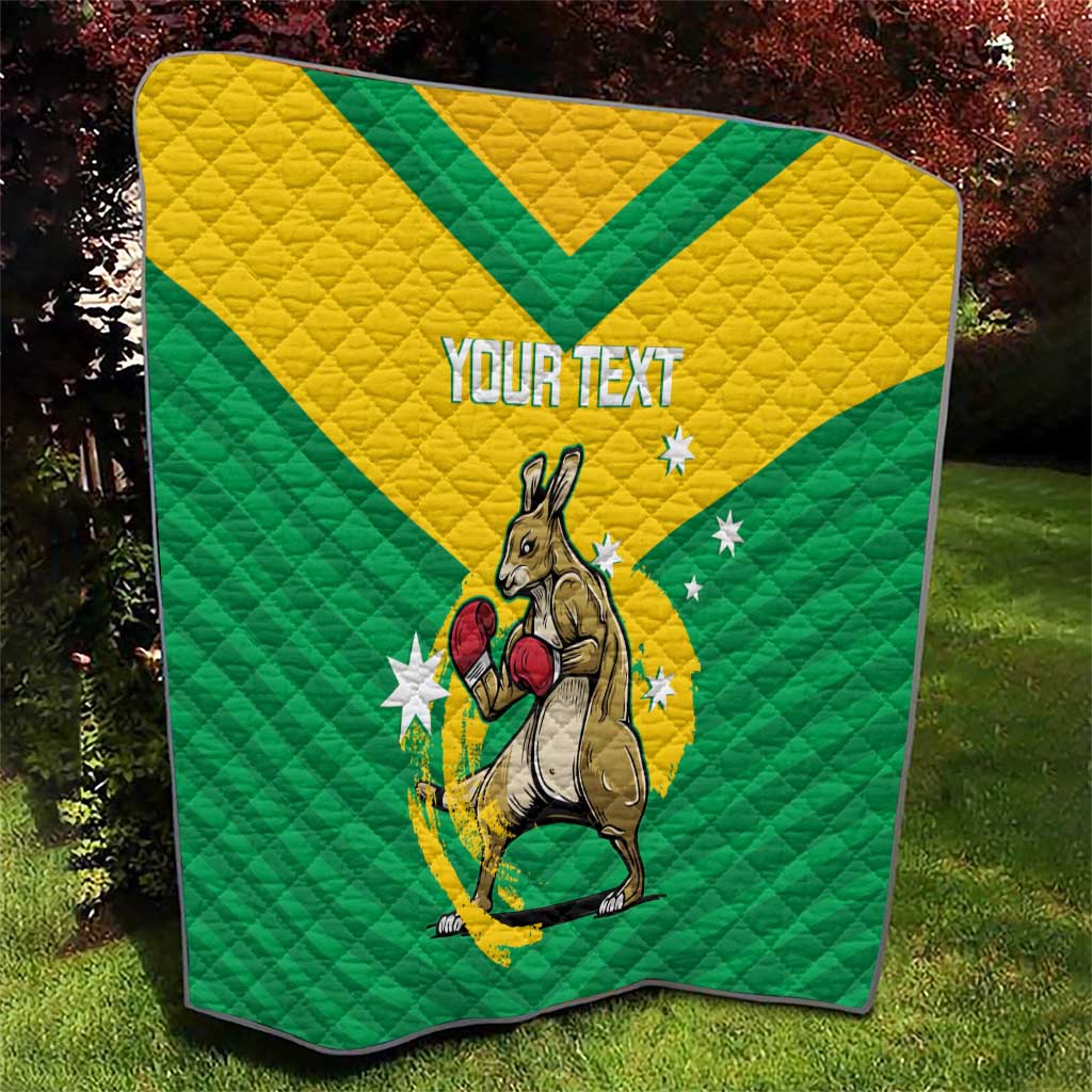 Personalised Australia Boxing Kangaroo Quilt Aussie Pride National Color