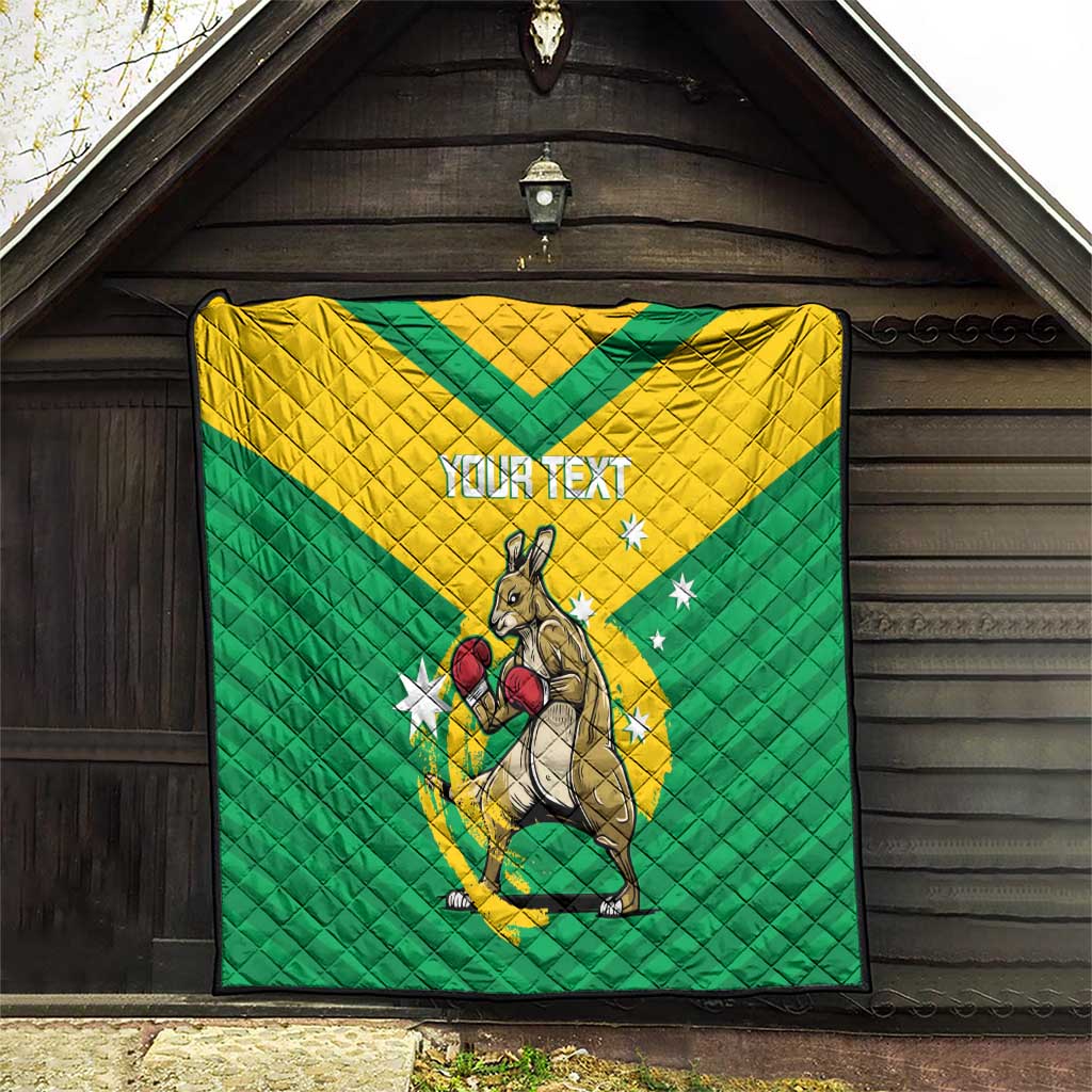 Personalised Australia Boxing Kangaroo Quilt Aussie Pride National Color
