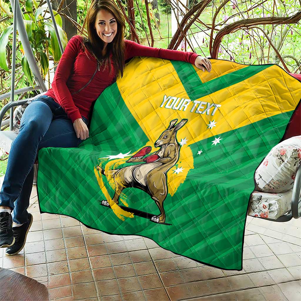 Personalised Australia Boxing Kangaroo Quilt Aussie Pride National Color