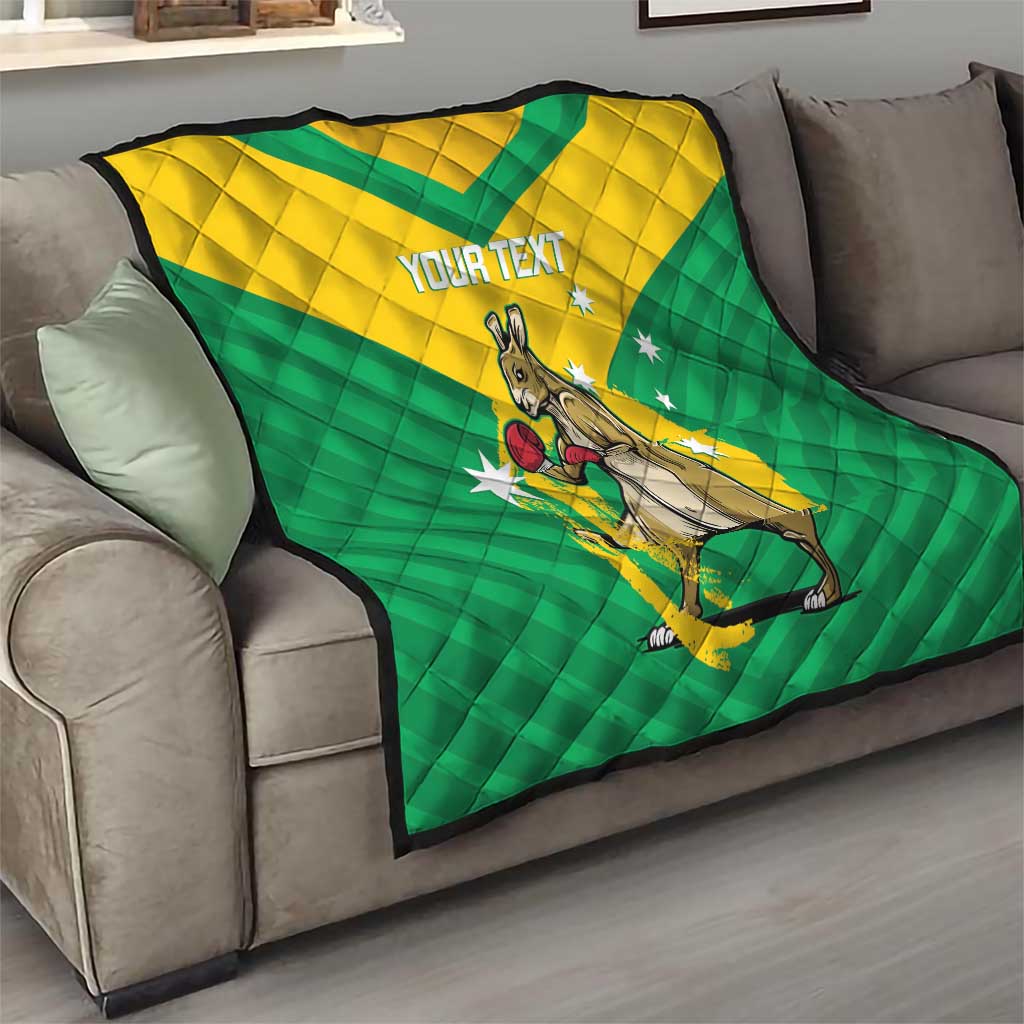 Personalised Australia Boxing Kangaroo Quilt Aussie Pride National Color