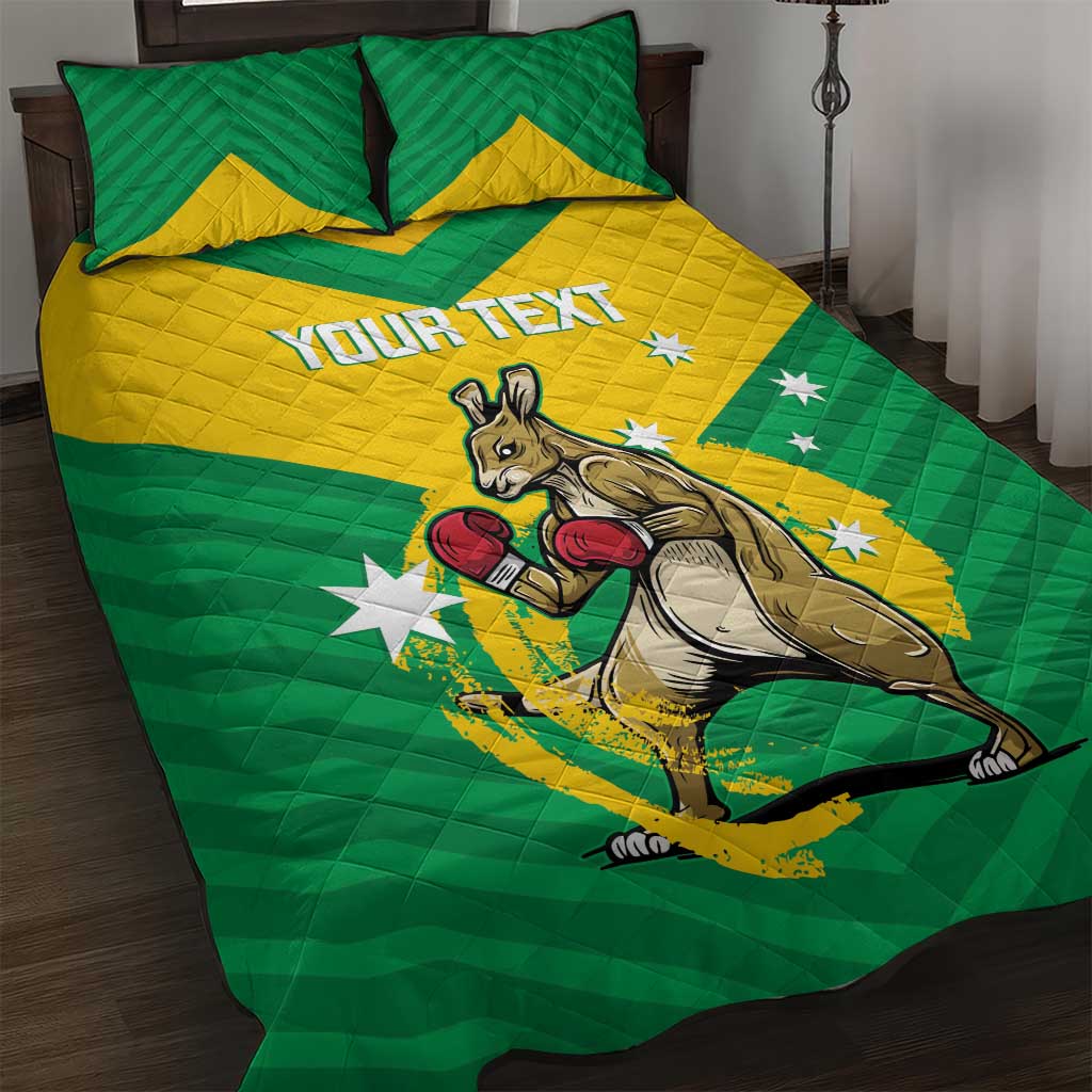 Personalised Australia Boxing Kangaroo Quilt Bed Set Aussie Pride National Color
