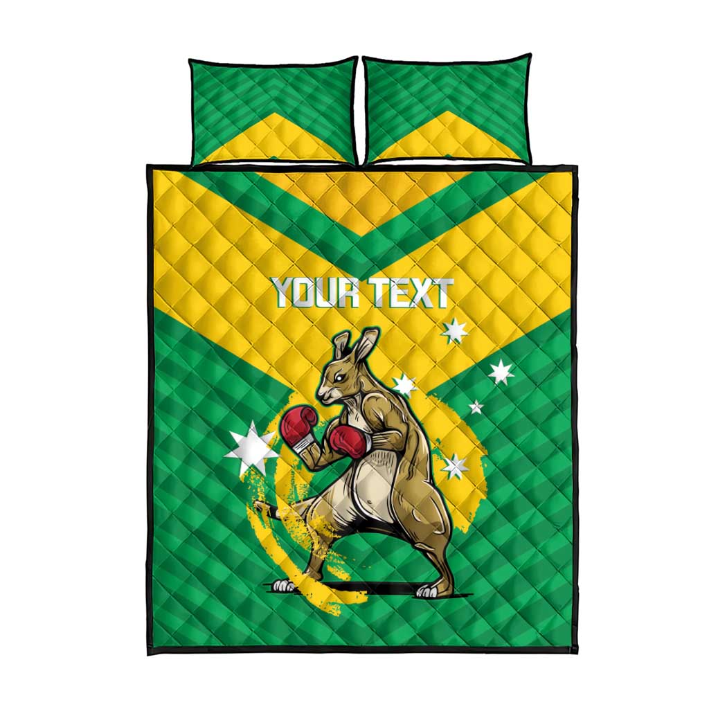 Personalised Australia Boxing Kangaroo Quilt Bed Set Aussie Pride National Color