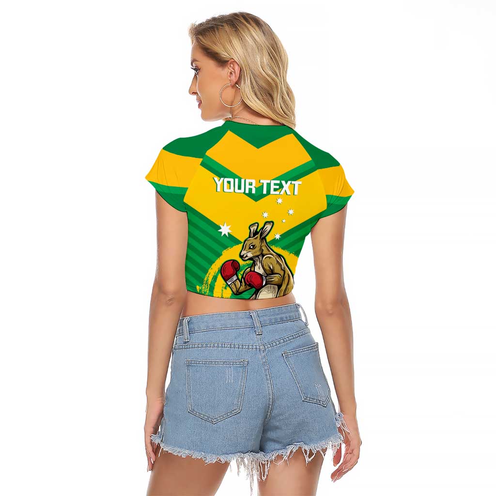 Personalised Australia Boxing Kangaroo Raglan Cropped T Shirt Aussie Pride National Color