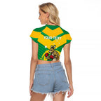Personalised Australia Boxing Kangaroo Raglan Cropped T Shirt Aussie Pride National Color