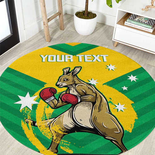 Personalised Australia Boxing Kangaroo Round Carpet Aussie Pride National Color