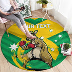 Personalised Australia Boxing Kangaroo Round Carpet Aussie Pride National Color