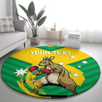 Personalised Australia Boxing Kangaroo Round Carpet Aussie Pride National Color