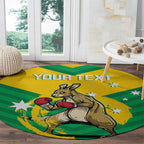 Personalised Australia Boxing Kangaroo Round Carpet Aussie Pride National Color