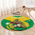 Personalised Australia Boxing Kangaroo Round Carpet Aussie Pride National Color