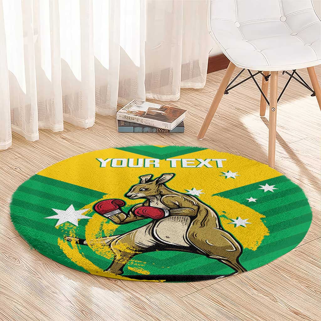 Personalised Australia Boxing Kangaroo Round Carpet Aussie Pride National Color