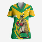 Personalised Australia Boxing Kangaroo Scrub Top Aussie Pride National Color - Aussie Hoodie